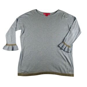 Lilly Pulitzer Sweater Womens XS Charla Ruffle Bell Sleeve Glitter Trim Pullover